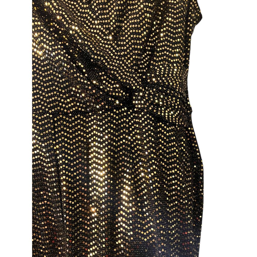JM Studio by John Meyer Women's Black/ Gold Sequin Surplice Jumpsuit Lined SZ 12 - Picture 4 of 11